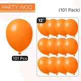 PartyWoo Orange Balloons 101pcs 12 Inch Fall Latex Helium Balloons