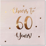 Cheers to 60 Years Cocktail Napkins | Happy 60th Birthday Decorations