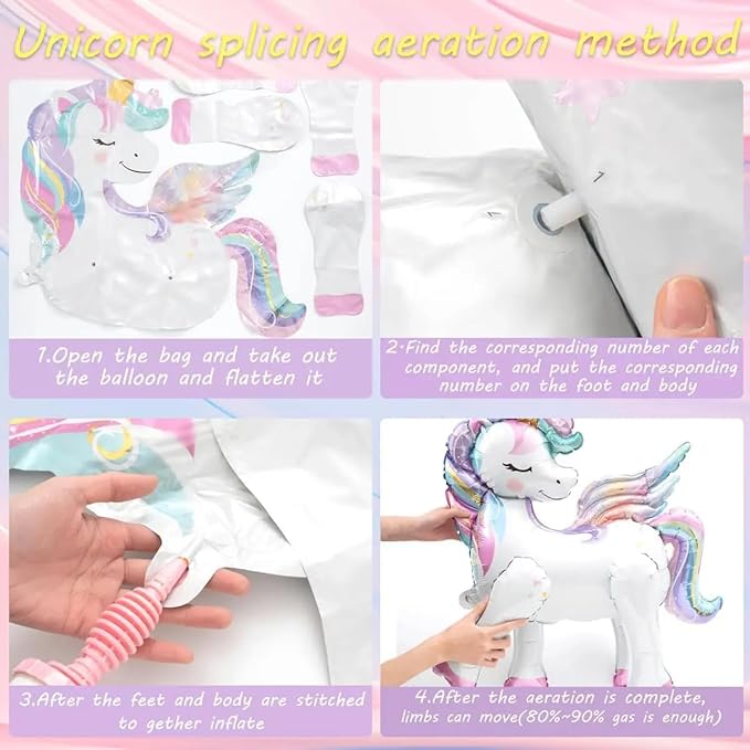 16 Pcs Unicorn Balloons Kit for Birthday Party Decorations 2 Self