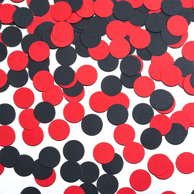 Black and Red Confetti Table Decoration for Graduation Birthday