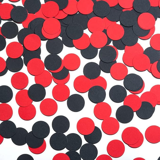 Black and Red Confetti Table Decoration for Graduation Birthday