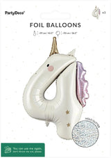 Unicorn Number 4 Balloon PartyDeco 36.5 Inch Holographic Foil