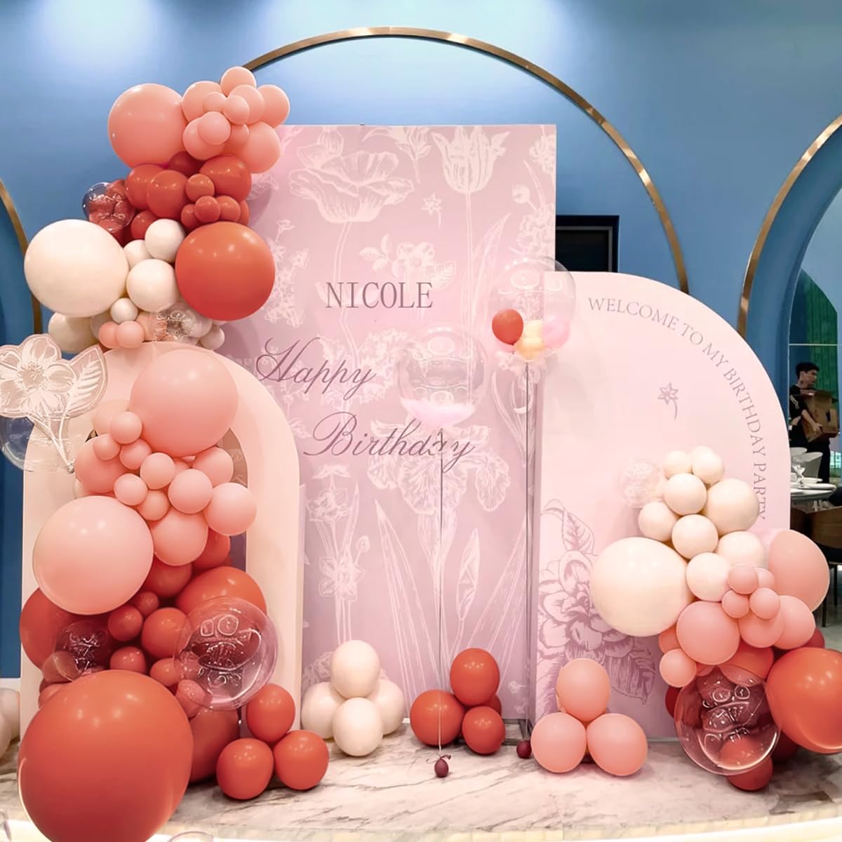 MEBAY Orange Pink Blush White Balloon Garland Arch Kit, 155Pcs Latex