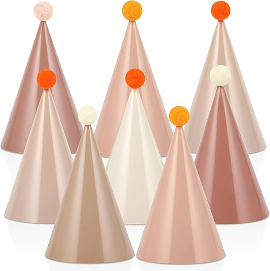 CHUNNIN 24 PCS Boho Party Hats Neutral Boho Themed Paper Hats
