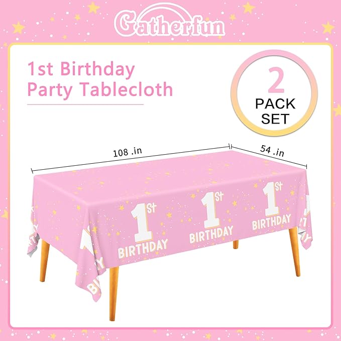 Baby Girl Party Supplies Set 1st Birthday Decorations Includes 2