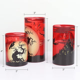 Halloween Flickering Candles with Witch Crow Raven Castle Decals Red