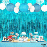 KatchOn XtraLarge Blue Foil Fringe Curtain - 3.2x8 ft, Pack of 2 |
