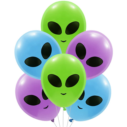 Whaline 65Pcs Alien Balloons Green Blue Purple Alien Party Latex