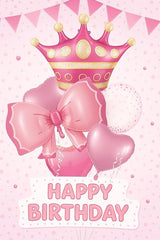 Princess Crown and Hearts Foil Balloon Bouquet Pink 5 Piece Party