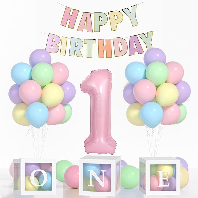 First Birthday Decorations For Girl 40 Inch Pink 1 Number Pastel