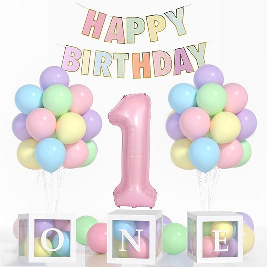 First Birthday Decorations For Girl 40 Inch Pink 1 Number Pastel