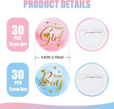Gender Reveal Pins 60Pcs 4.4cm Team Boy or Girl Gender Reveal Button