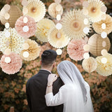 Champagne Gold Beige Boho Party Decorations Pink and Beige Birthday