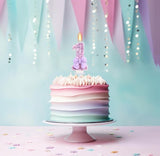 Birthday Candle for Cake, 1 Candle - Purple Bowknot, 2.76 inch Cake