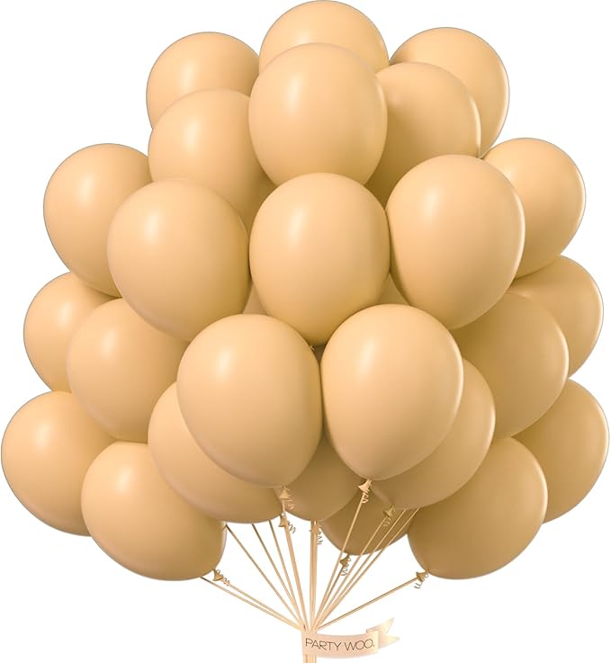 PartyWoo Nude Balloons 50 pcs 12 Inch Beige Apricot Cream Boho Latex