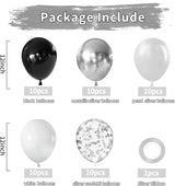 Zesliwy Black Silver Balloons Set,50pcs 12inch Metallic Silver Black