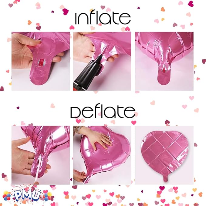 10Pcs 18 Inch Red Heart Balloons Valentine's Day Heart Shape Foil