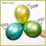 PartyWoo Metallic Green Balloons 100pcs Different Sizes of 18 12 10 5