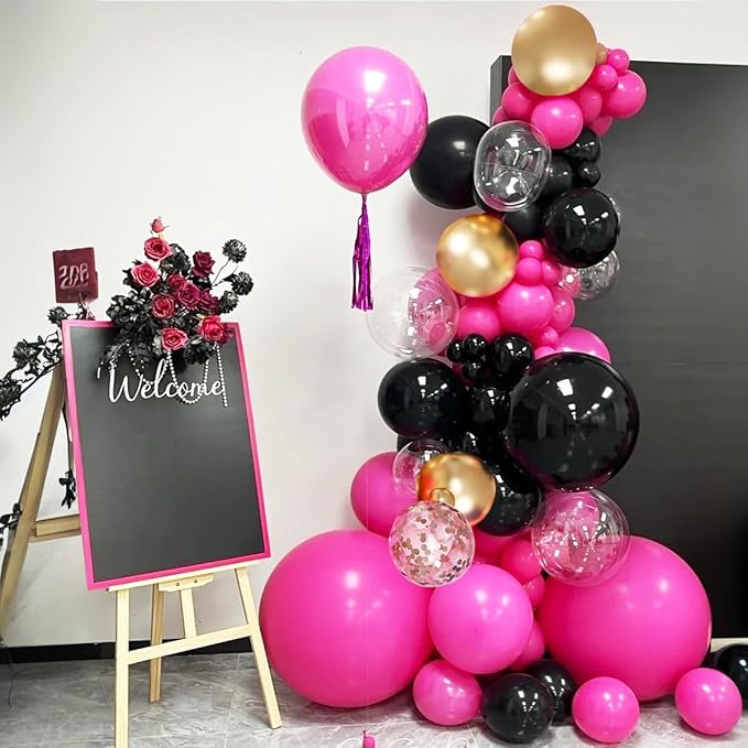 Red Black Gold Balloon Garland Arch Kit 156 Hot Pink Black Gold