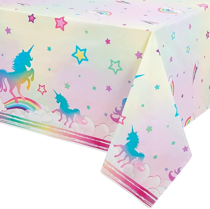 WERNNSAI 2PCS Unicorn Table Cloths - Unicorn Birthday Decorations