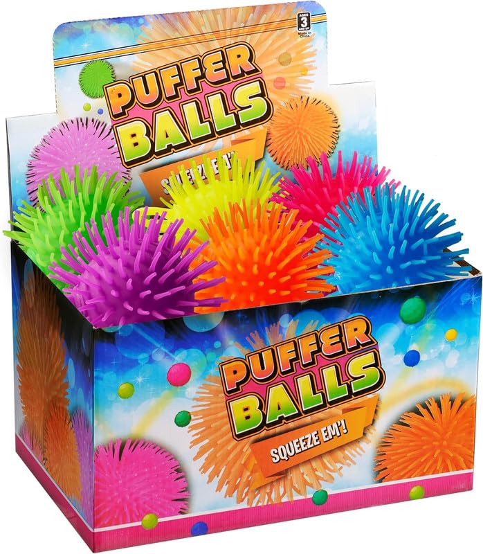 Bedwina Puffer Balls (Pack of 12) - Squishy Balls for Kids Neon Party