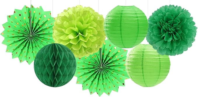 Green Party Decorations Streamers Lanterns 14pcs St Patricks Day