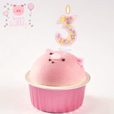 Birthday Candles for Girls - Number 3 Candle, Colorful Macaron