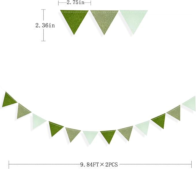 Olive Green Party Decorations Gradient Sage Green Felt Hanging
