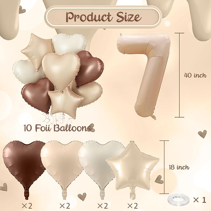 70th Birthday Balloons Beige, Large Apricot Tan Foil 70 Number