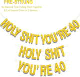 40th Birthday Decorations Women Men Pre-Strung Gold Glitter Birthday