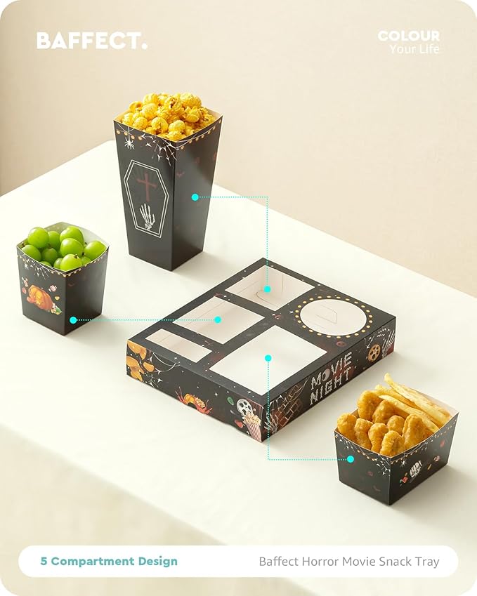 Baffect Movie Night Snack Trays 100pcs Include 20 Movie Night Trays,