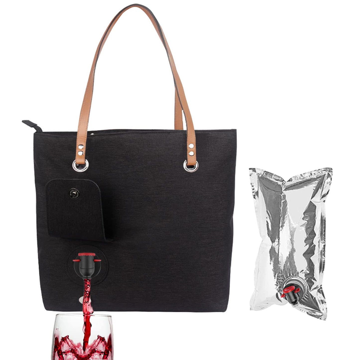 doksmeria Wine Purse with Hidden Spout, Beach Wine Tote Bag with