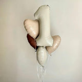 40 Inch Cream 1 Balloon Decor, Beige Tan Brown Heart Balloons, Foil
