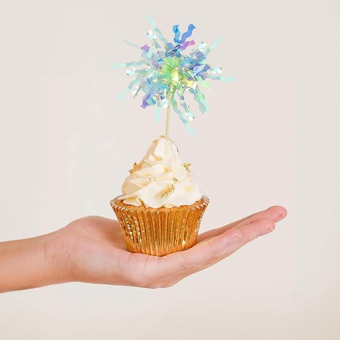 Gyufise 30Pcs Foil Firework Cupcake Toppers Sparkle Tinsel Cake #29