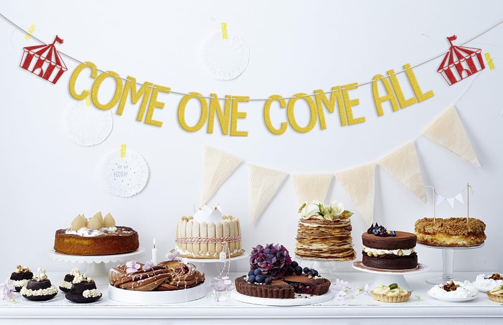 Come One Come All Banner, Circus 1st Birthday Party Decorations