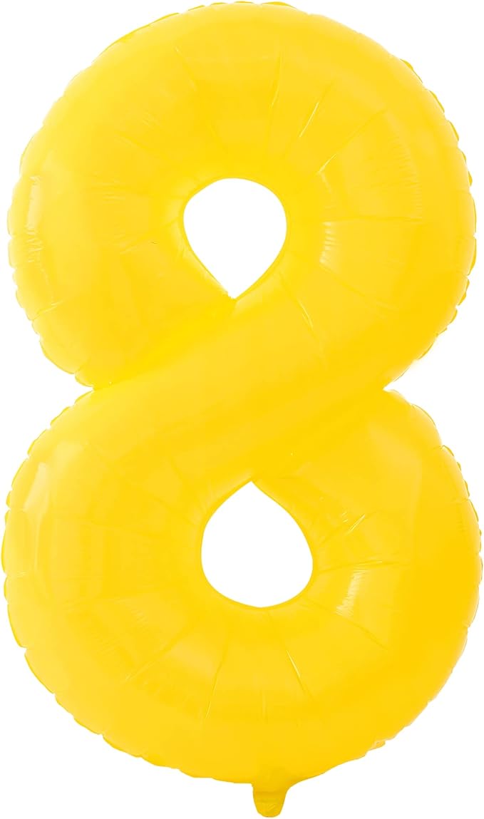 KatchOn, Yellow Number 8 Balloon - Huge, 40 Inch | 8 Balloon for 8th