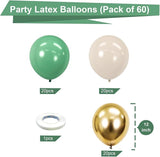 Bezente Sage Green Gold White Balloons Kit - 60pcs 12 inch Sage Green