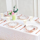 175PCS Rose Gold Party Supplies,Rose Gold Dot on White Paper Plates