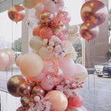 147PCS Rose Gold Balloon Garland Arch Kit Pearl Rose Gold Metallic