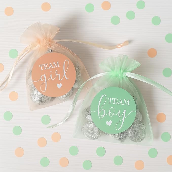 Mint or Peach Gender Reveal Party Team Boy or Team Girl Stickers