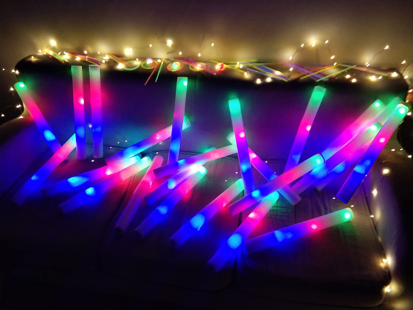 ColorHome Glow Sticks Bulk, 52 Pcs LED Foam Sticks Light Up Batons