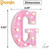 Pooqla LED Marquee Letter Lights, Light Up Pink Letters Glitter #8