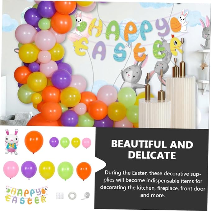 Easter Party Decorations Balloon Set Hanging Bunting and Banner