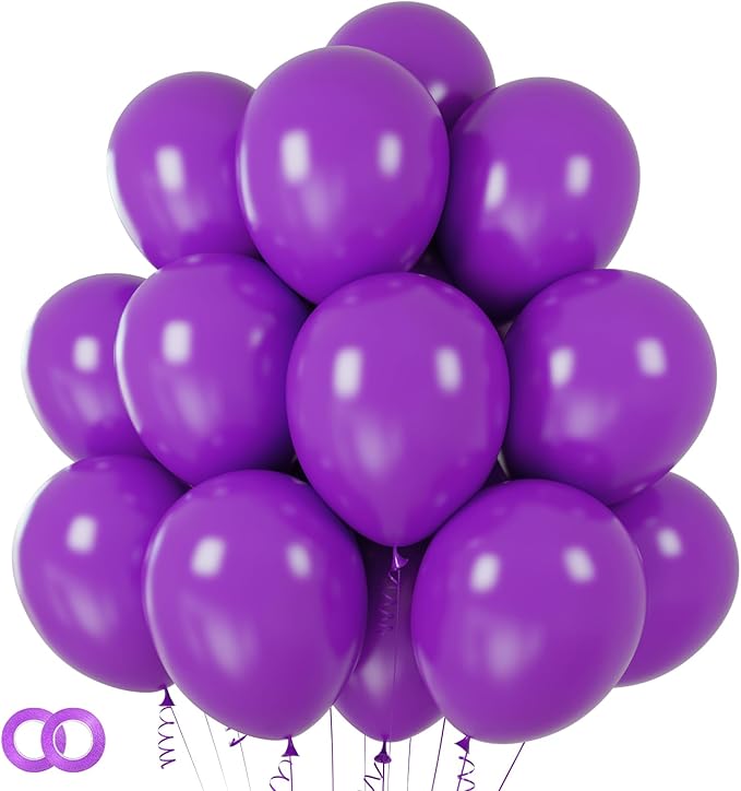 Purple Balloons 100 Pack 12 inch Thicken Latex Matte Purple Balloons