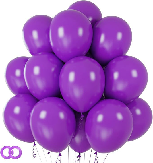 Purple Balloons 100 Pack 12 inch Thicken Latex Matte Purple Balloons