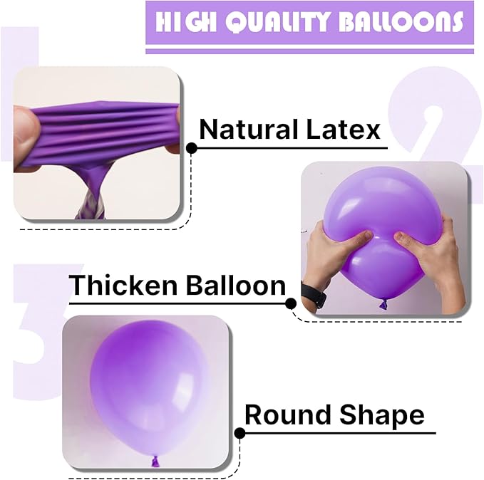 PartyWoo Purple Balloons 100 pcs Different Sizes of 36 18 12 10 5