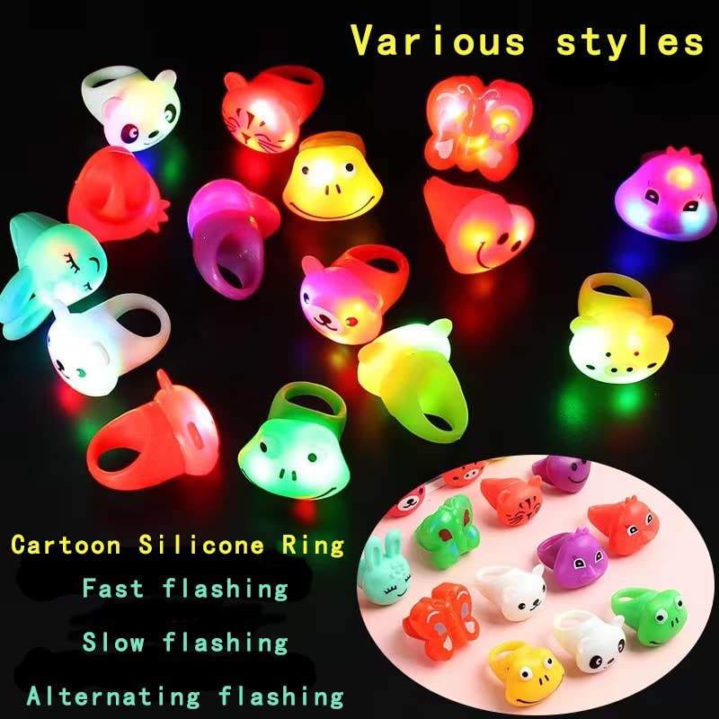 27 Pcs LED Light Up Ring - Colorful Flashing Bumpy Rings Finger Toys