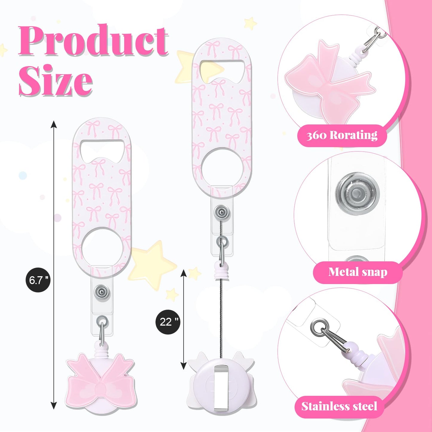 Honoson 8 Pieces Retractable Flat Bottle Opener Bartender Beer Opener
