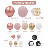 Rose Gold and White Balloons Garland Arch Kit, 162pcs Metallic Rose