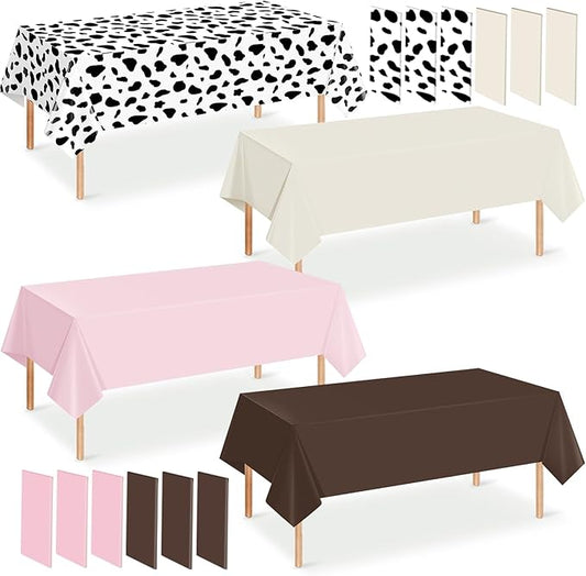 12 Pack Cowgirl Baby Shower Plastic Tablecloth for Rectangle Tables